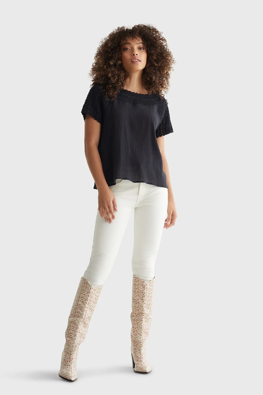 SHORT SLEEVE CROCHET BLOUSE, image 2