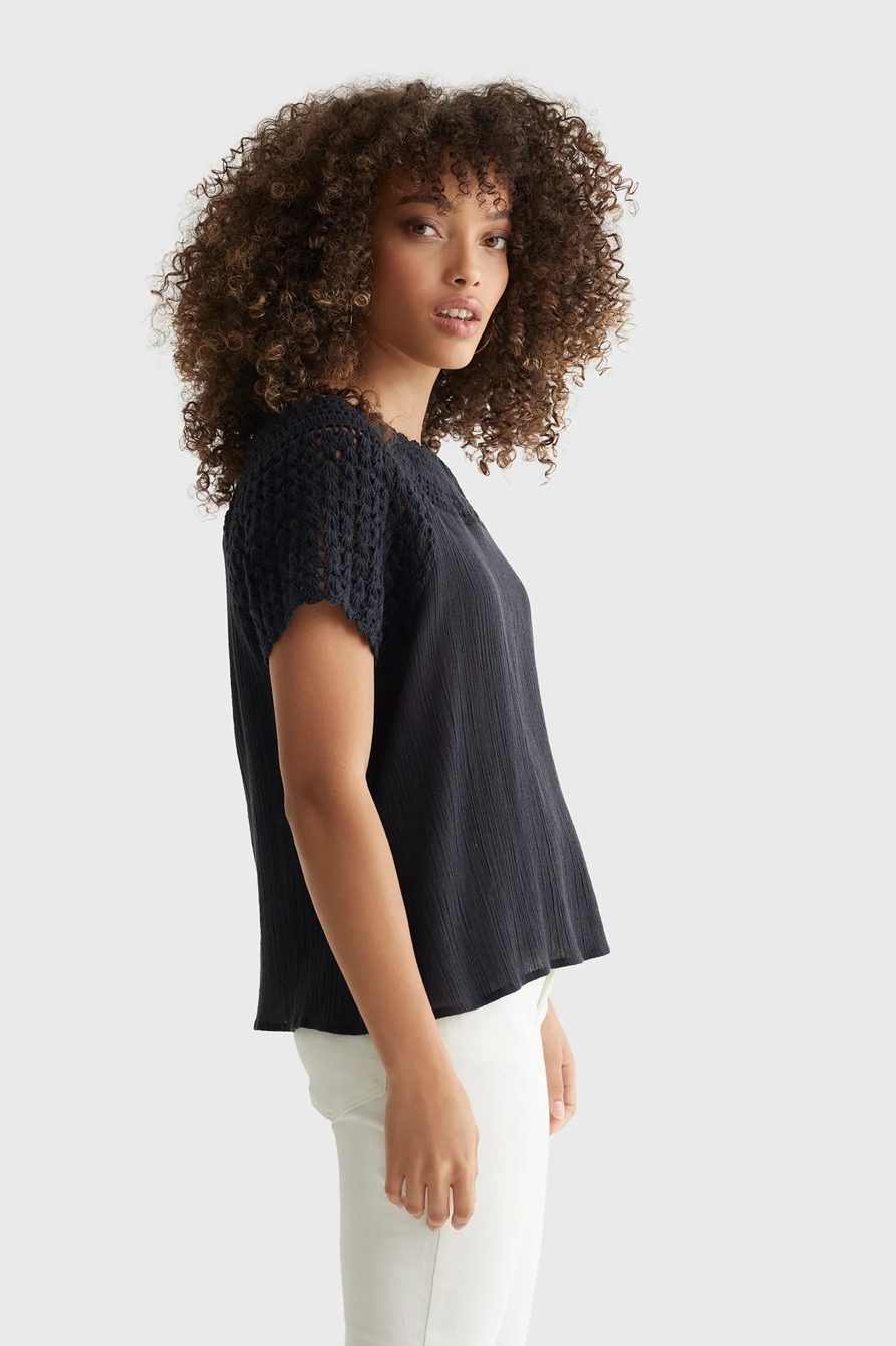 SHORT SLEEVE CROCHET BLOUSE, image 3