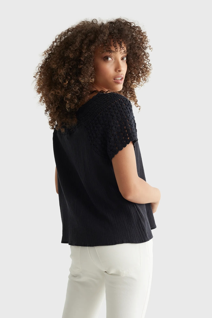 SHORT SLEEVE CROCHET BLOUSE, image 4