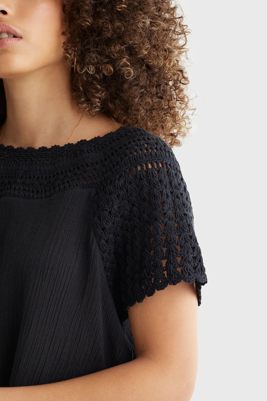 SHORT SLEEVE CROCHET BLOUSE, image 5