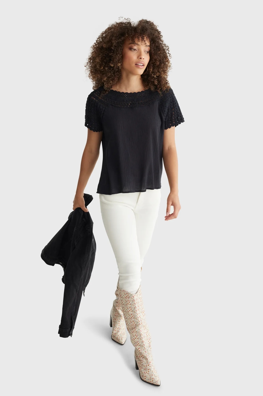 SHORT SLEEVE CROCHET BLOUSE, image 6