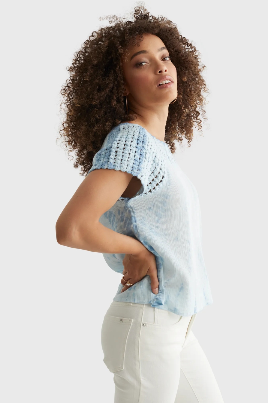 SHORT SLEEVE CROCHET BLOUSE, image 3