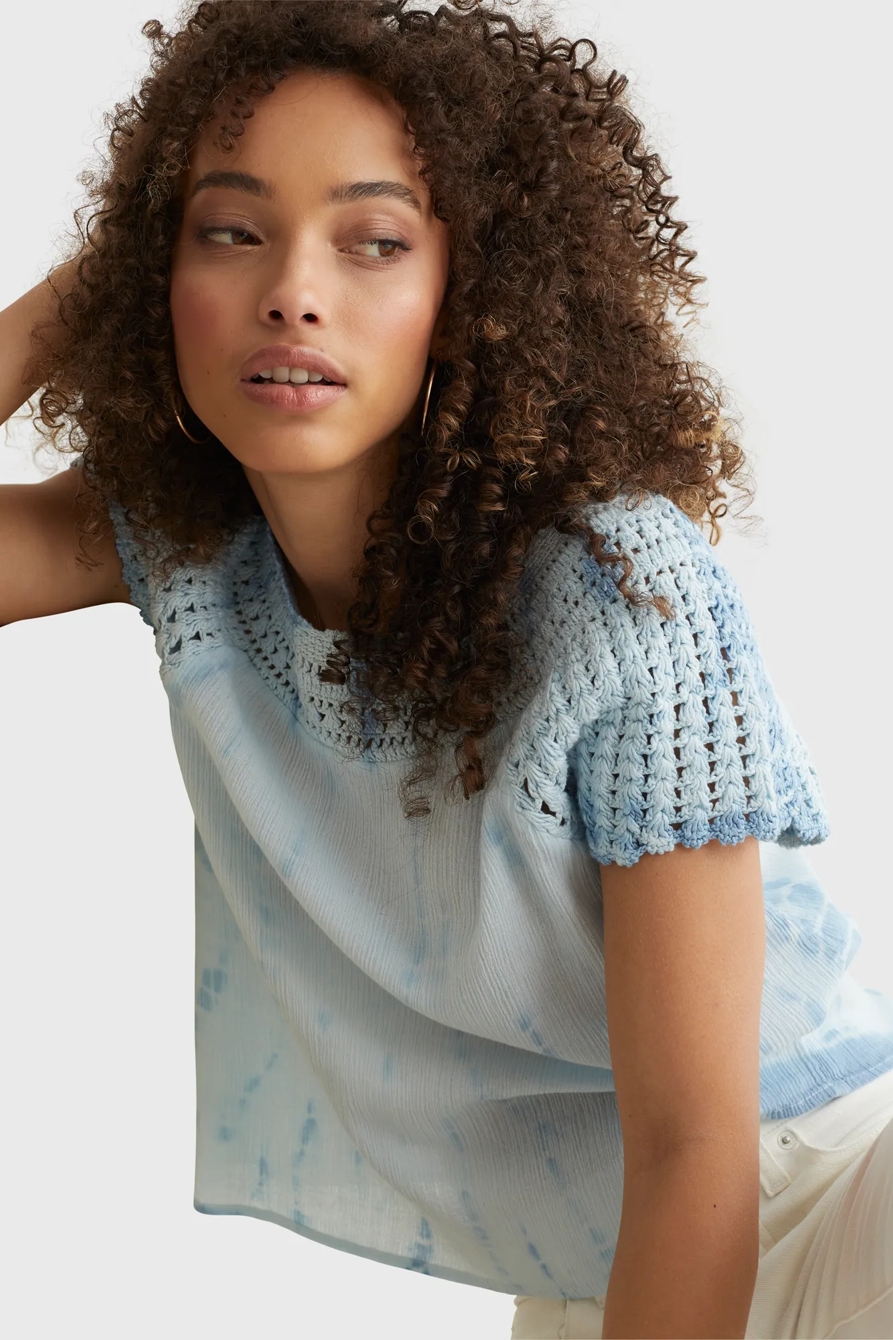 SHORT SLEEVE CROCHET BLOUSE, image 6