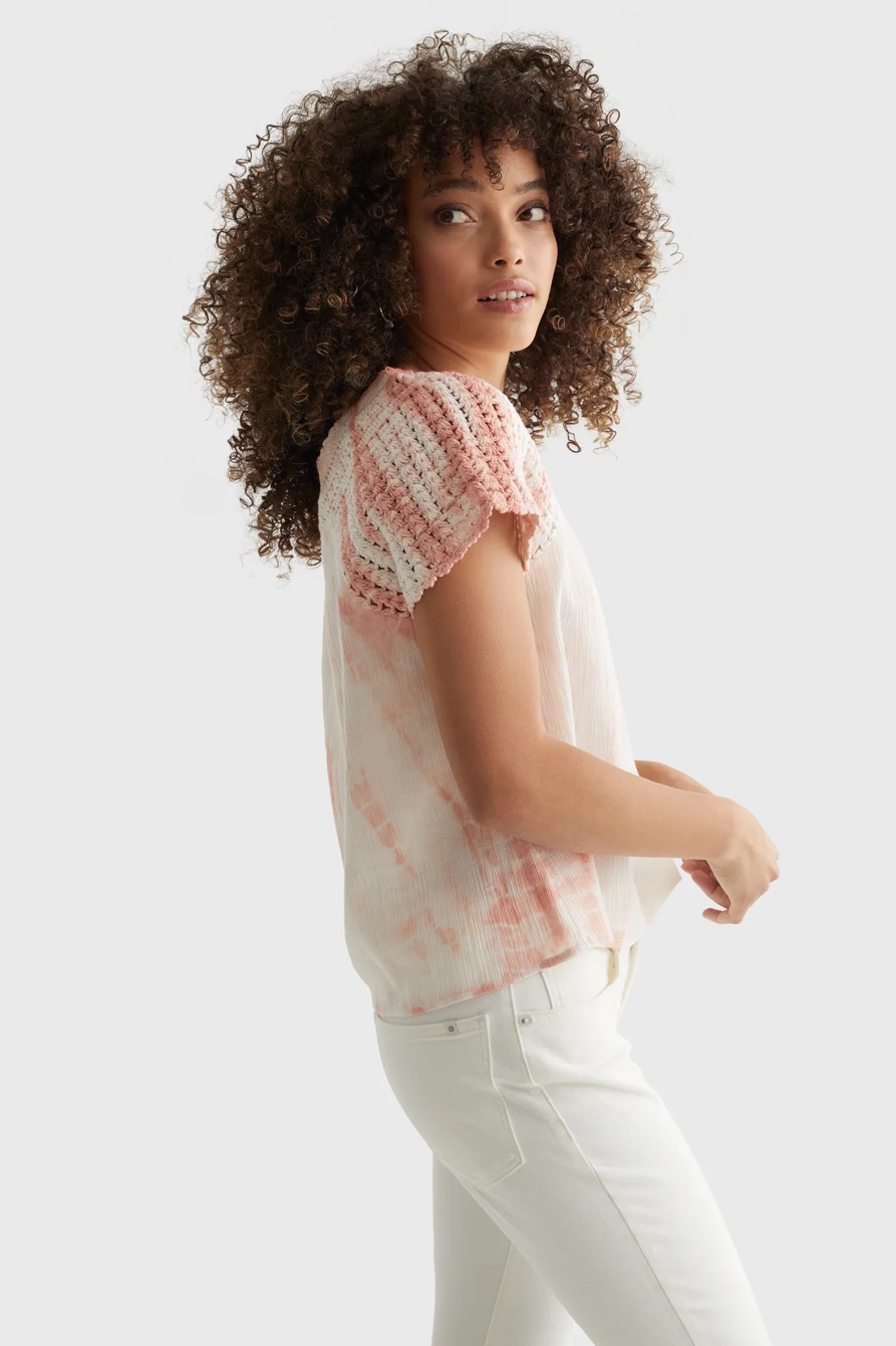 SHORT SLEEVE CROCHET BLOUSE, image 3