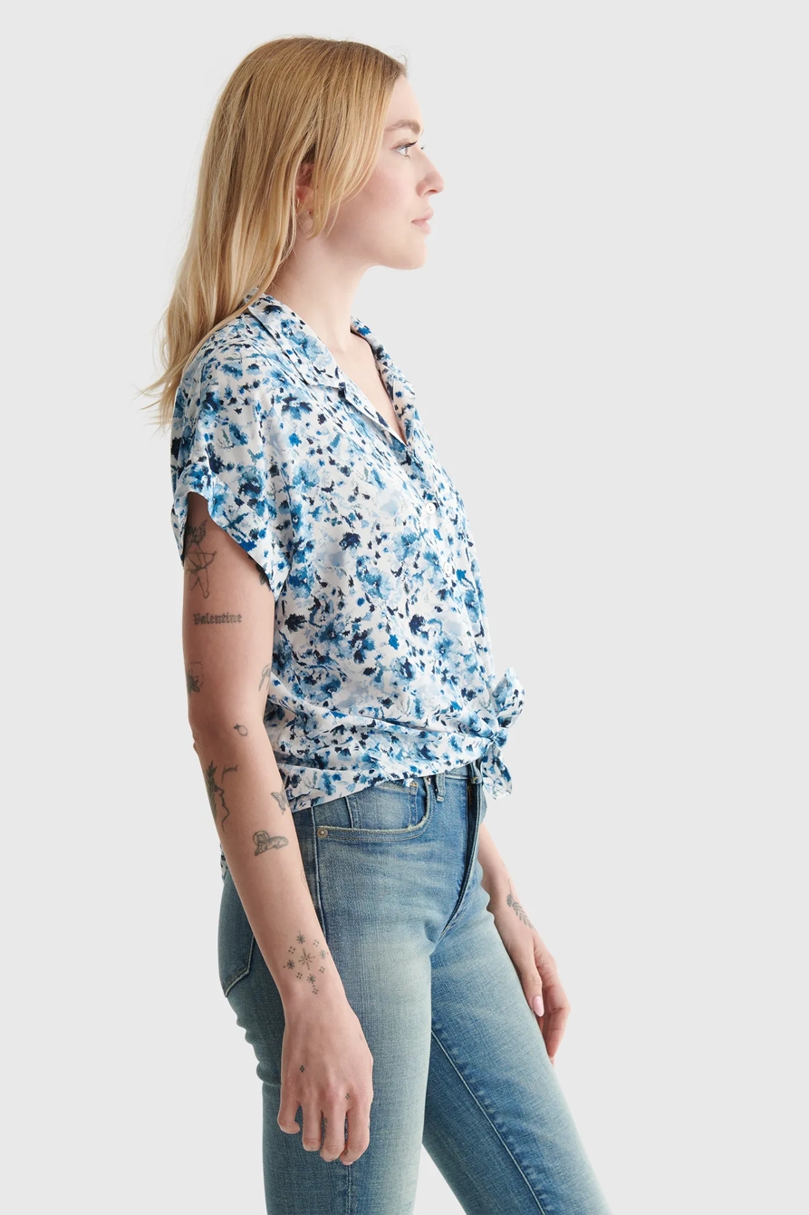 FLORAL-PRINT TIE-FRONT SHORT SLEEVE SHIRT, image 3