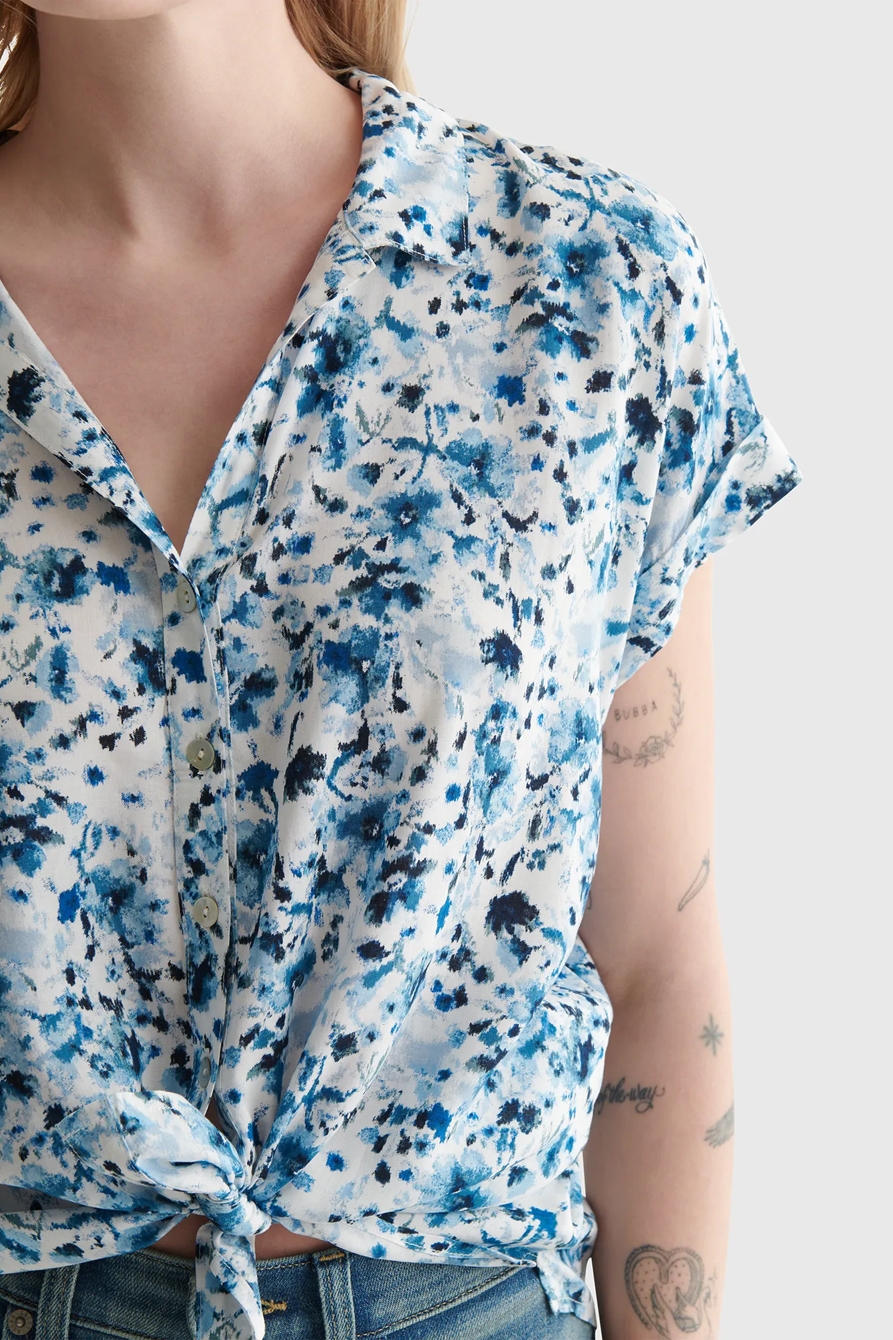 FLORAL-PRINT TIE-FRONT SHORT SLEEVE SHIRT, image 5