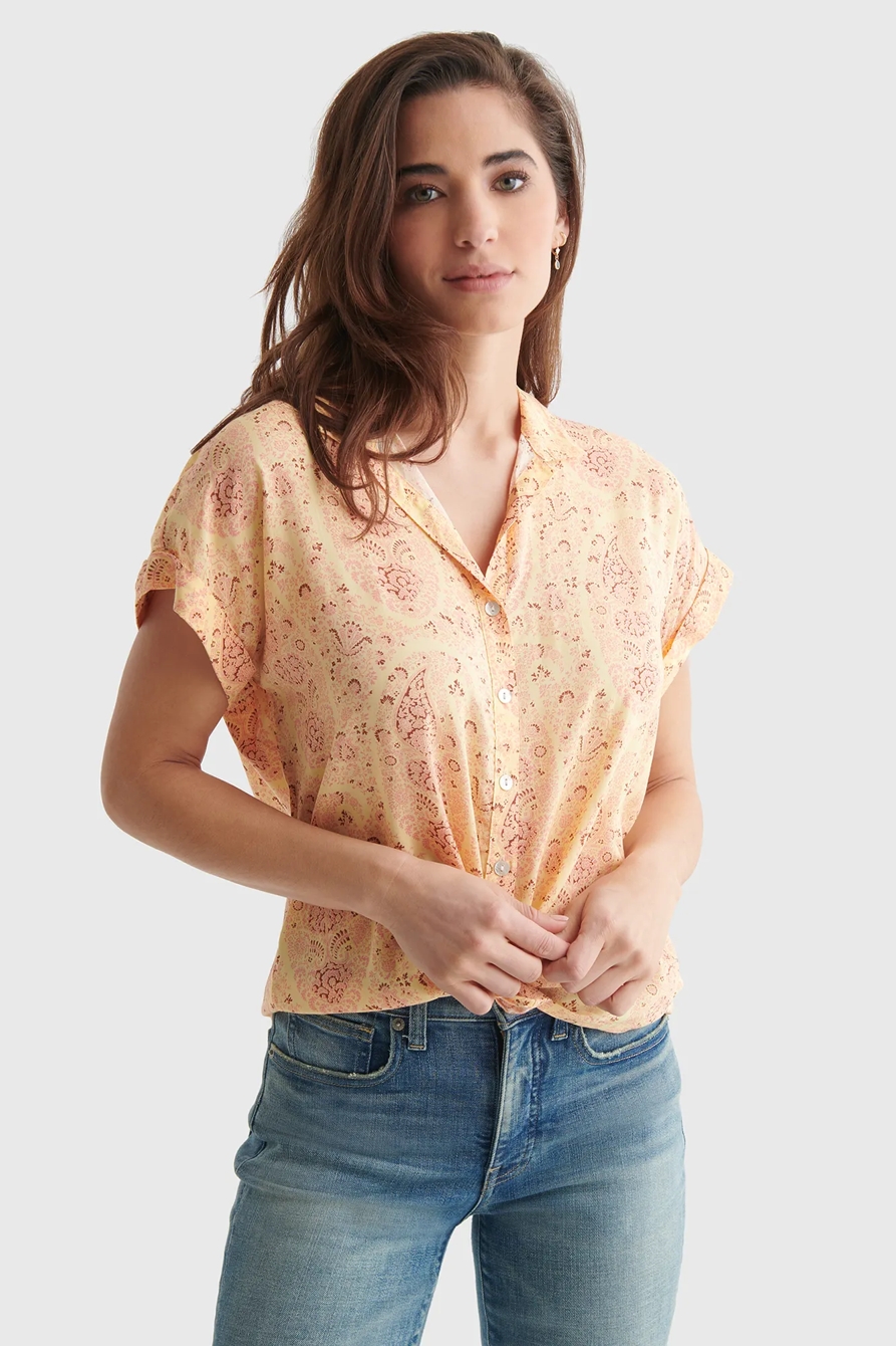 FLORAL-PRINT TIE-FRONT SHORT SLEEVE SHIRT, image 1