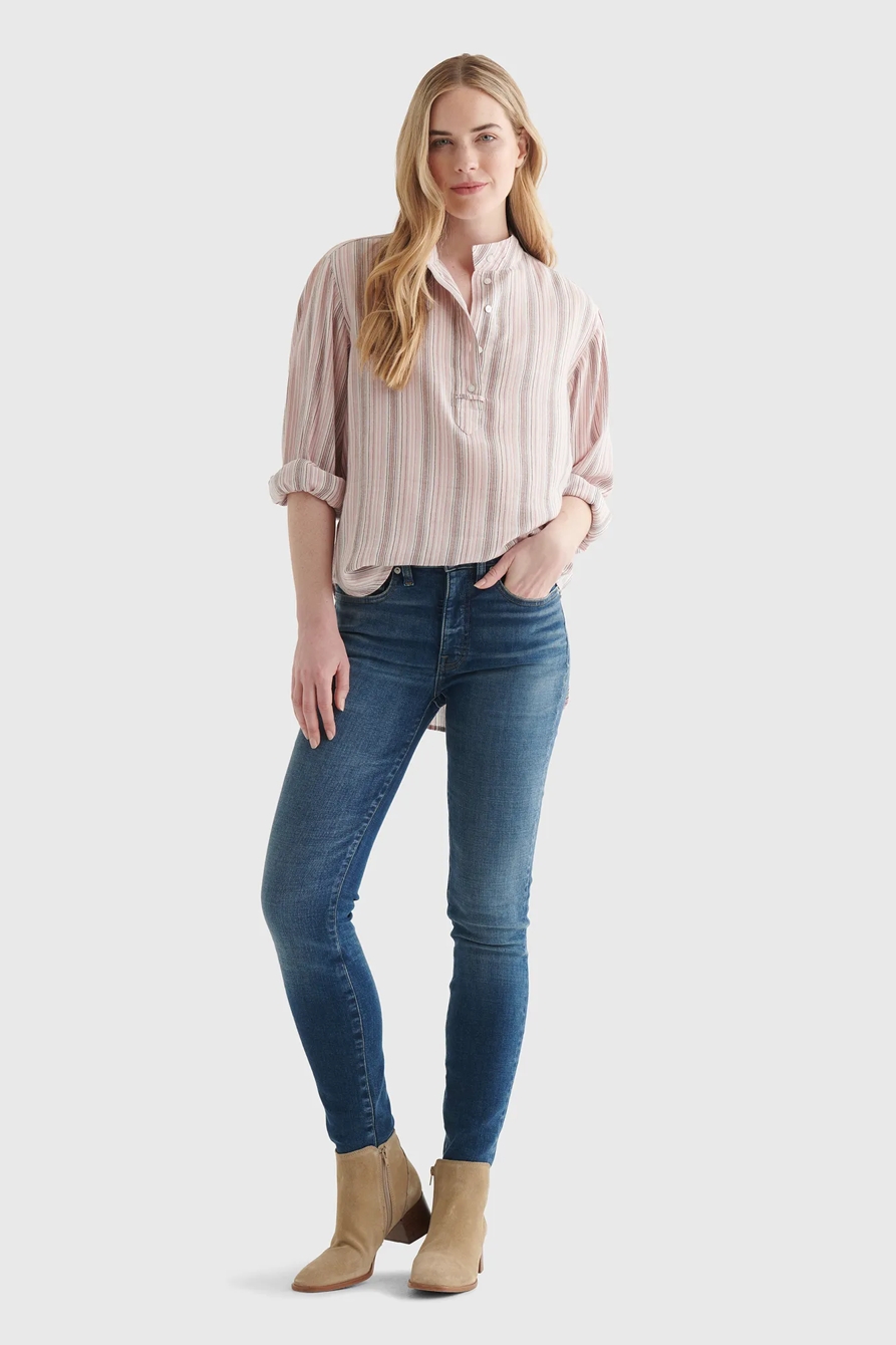 STRIPE POPOVER WOVEN BLOUSE, image 2