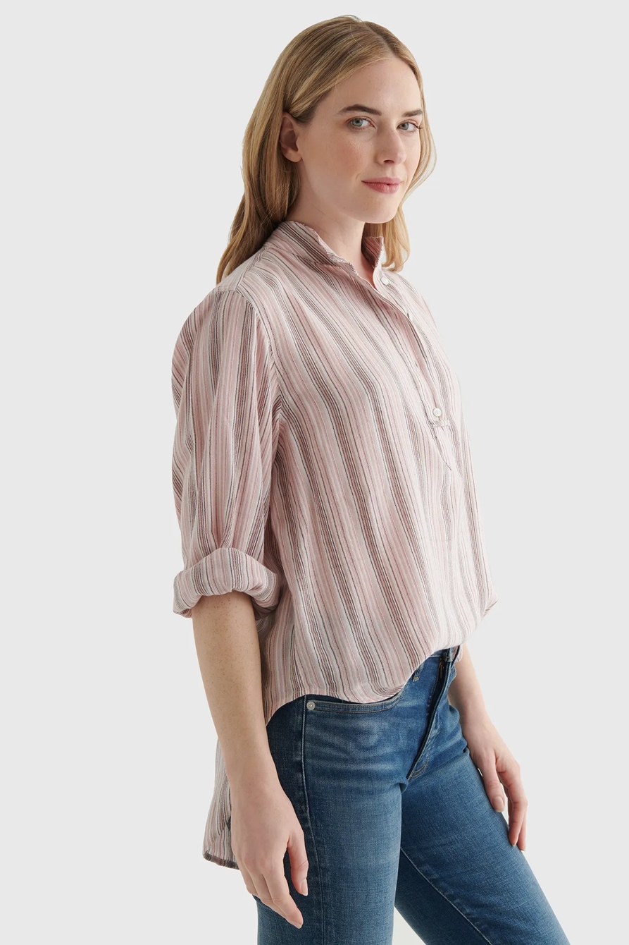 STRIPE POPOVER WOVEN BLOUSE, image 3