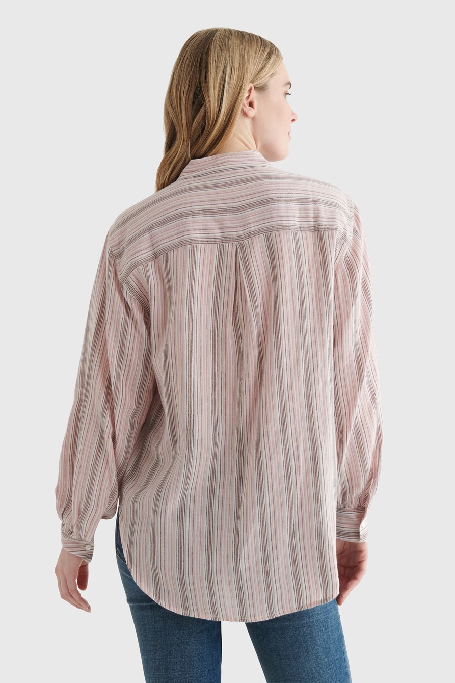 STRIPE POPOVER WOVEN BLOUSE, image 5