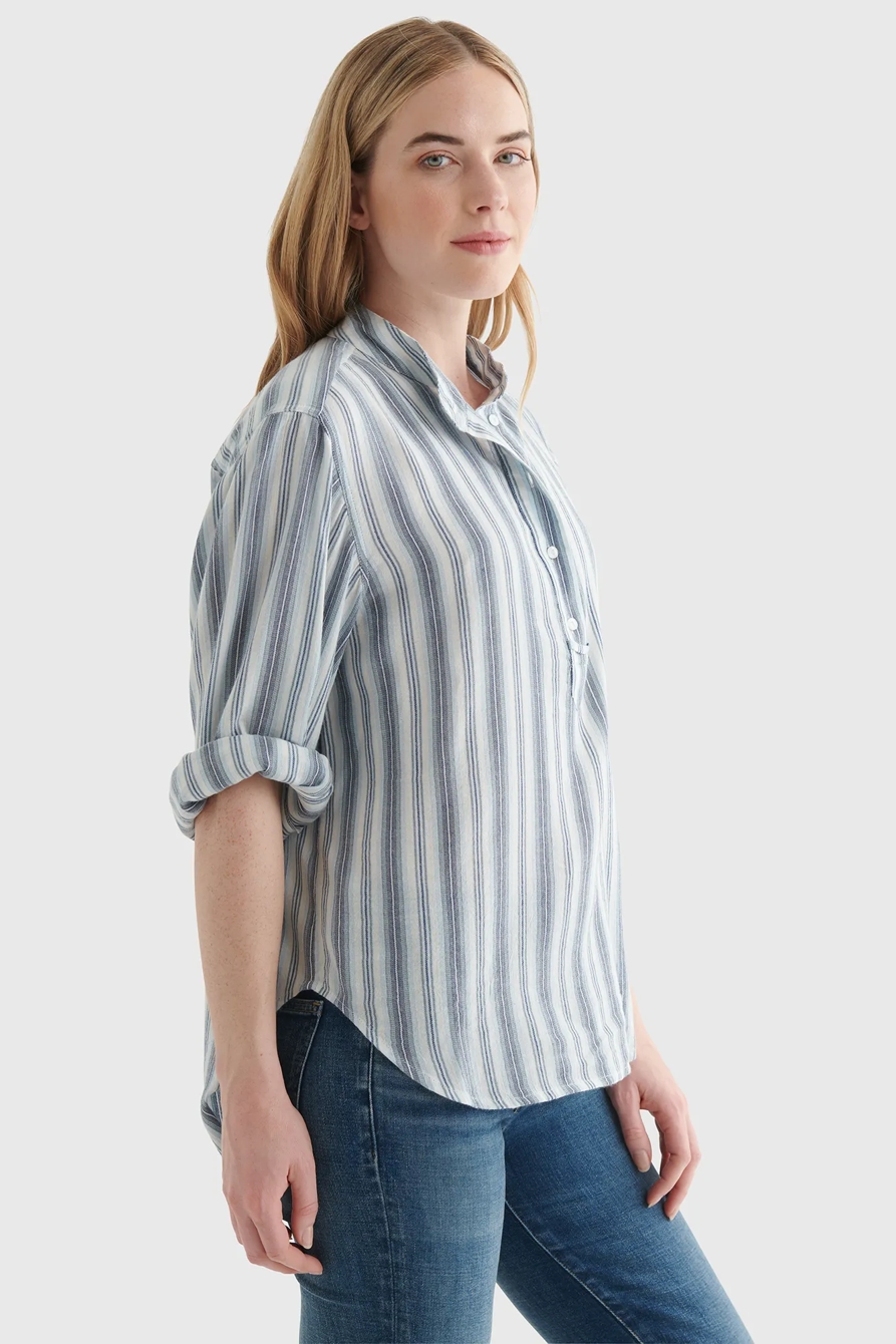 STRIPE POPOVER WOVEN BLOUSE, image 3