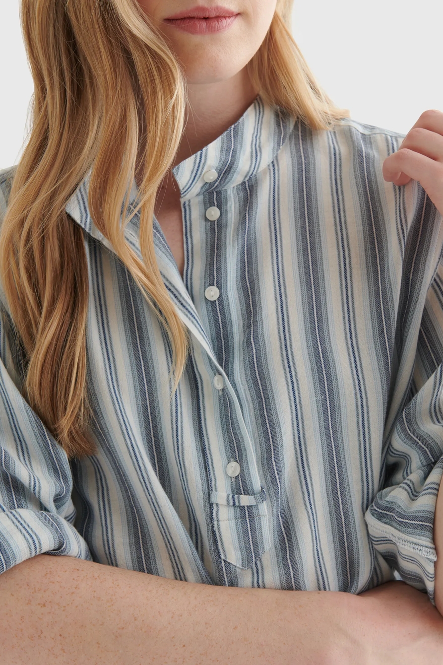 STRIPE POPOVER WOVEN BLOUSE, image 4