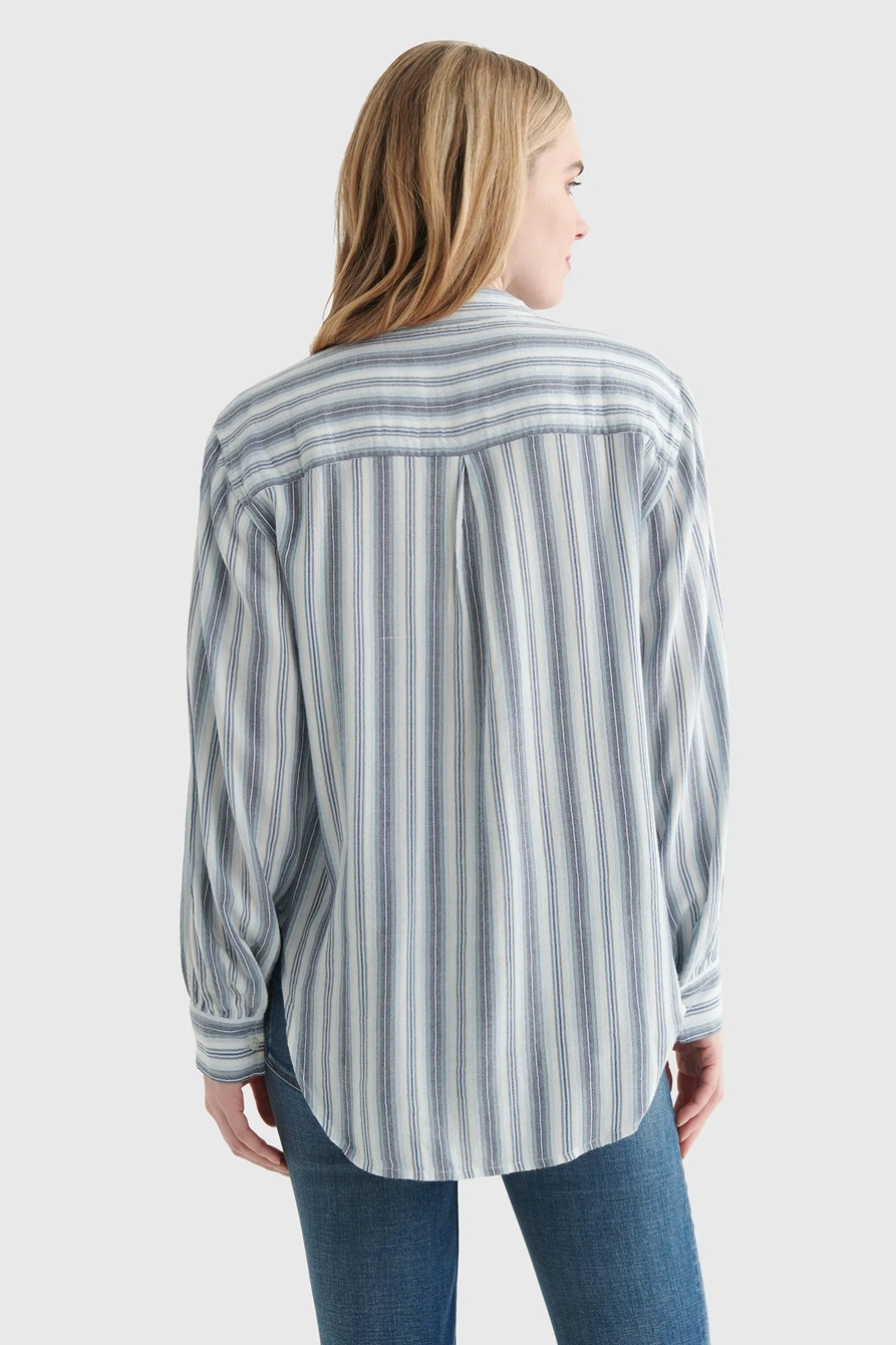 STRIPE POPOVER WOVEN BLOUSE, image 5