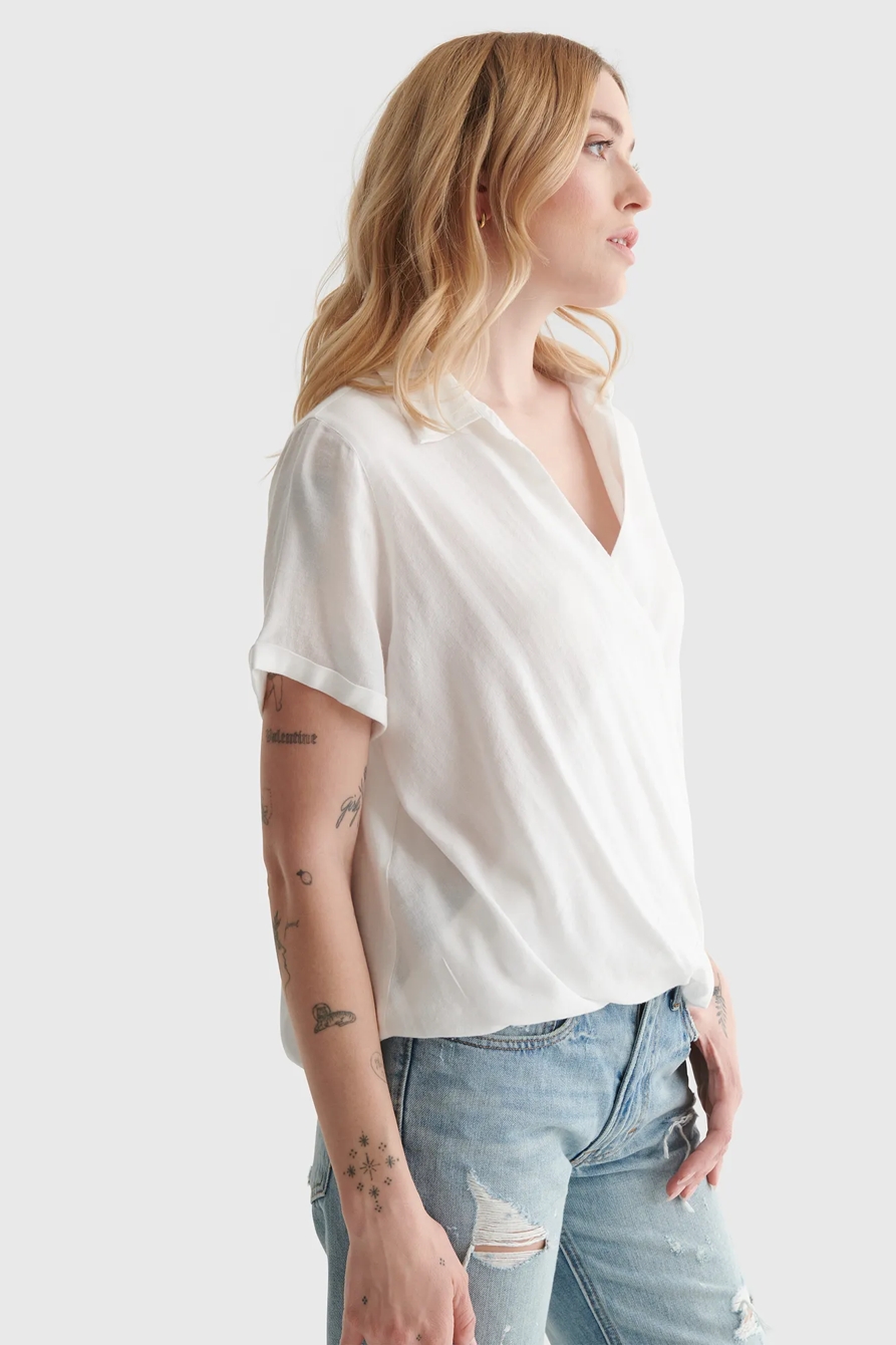 SHORT SLEEVE SURPLICE TOP, image 3