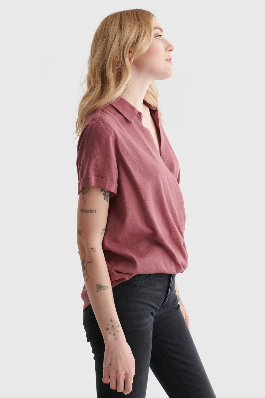 SHORT SLEEVE SURPLICE TOP, image 3