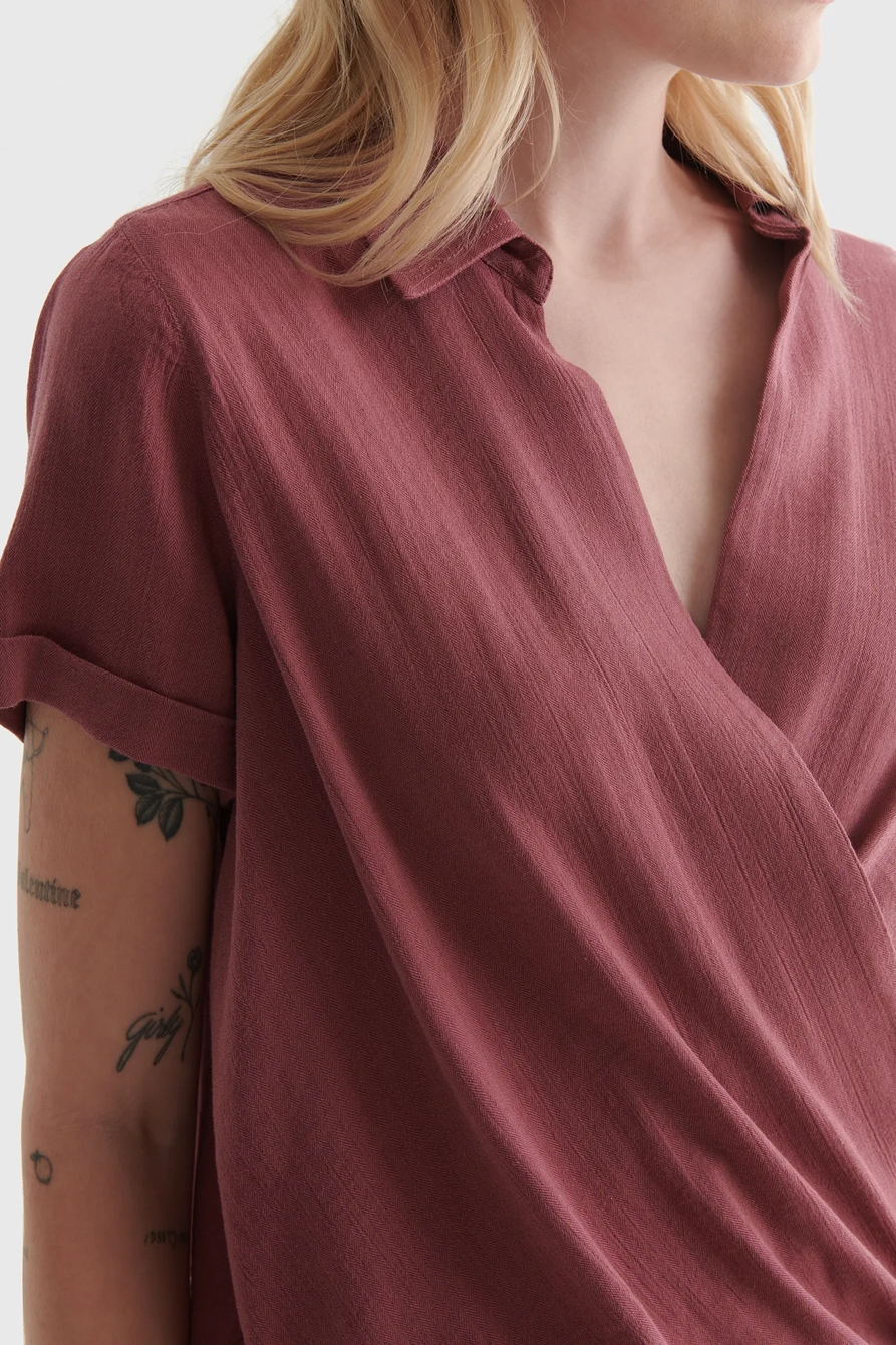 SHORT SLEEVE SURPLICE TOP, image 4