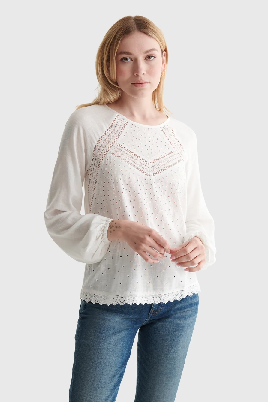 EYELET WOVEN TOP, image 1