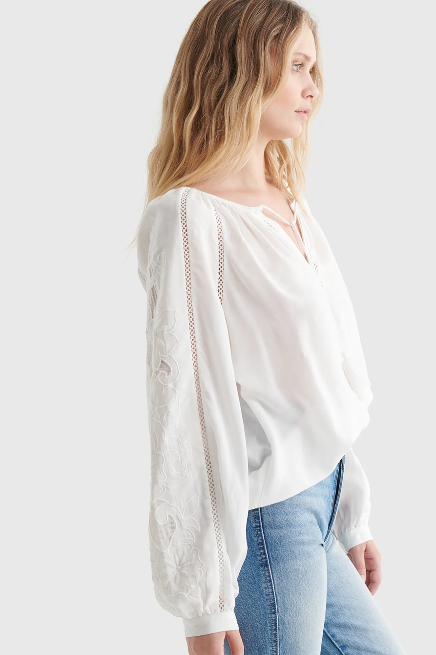 LONG SLEEVE CUTWORK PEASANT TOP, image 4