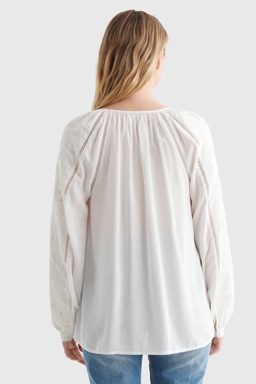LONG SLEEVE CUTWORK PEASANT TOP, image 5