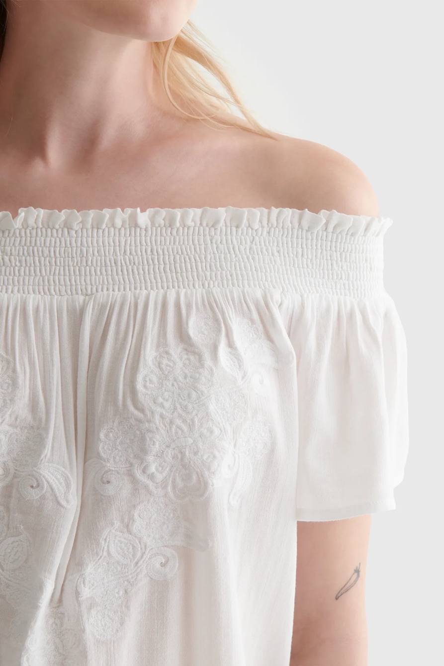 SHORT SLEEVE OFF THE SHOULDER EMBROIDERED TOP, image 4