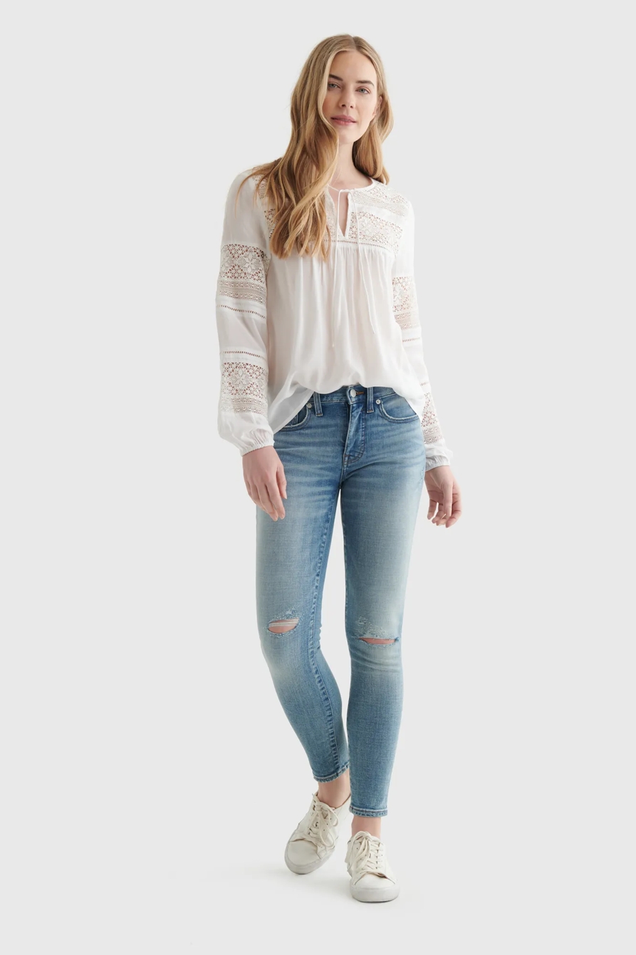 LACE-INSET BOHEMIAN BLOUSE, image 2