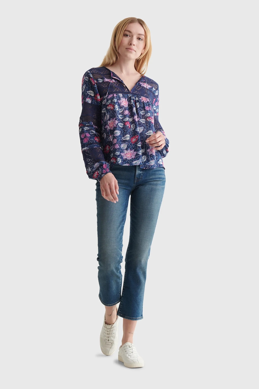 LACE-INSET BOHEMIAN BLOUSE, image 2