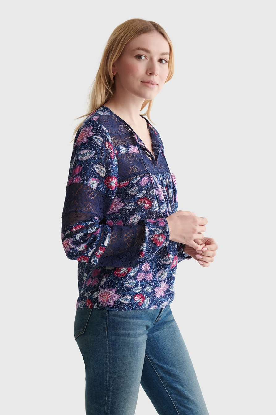 LACE-INSET BOHEMIAN BLOUSE, image 3