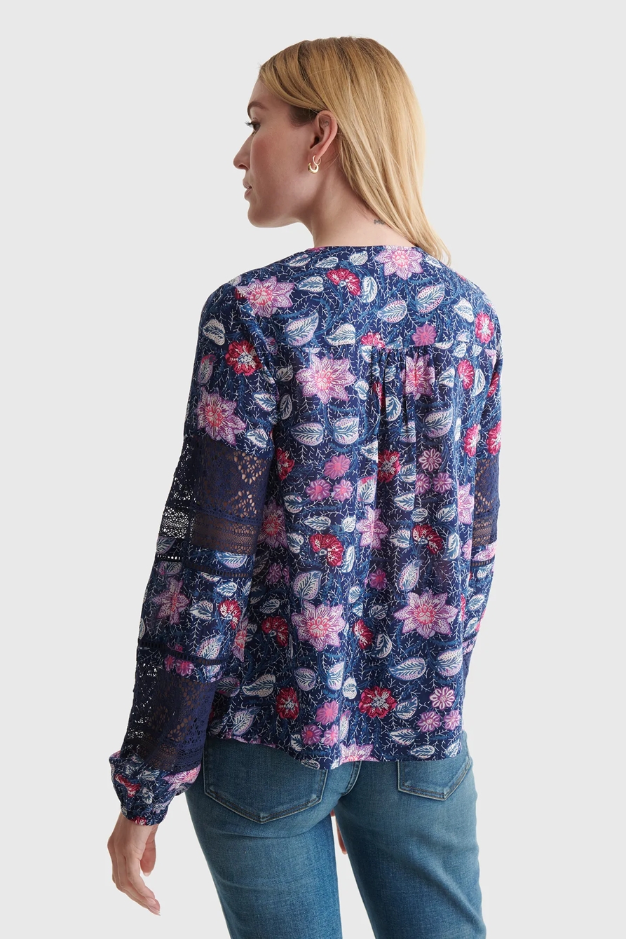 LACE-INSET BOHEMIAN BLOUSE, image 4