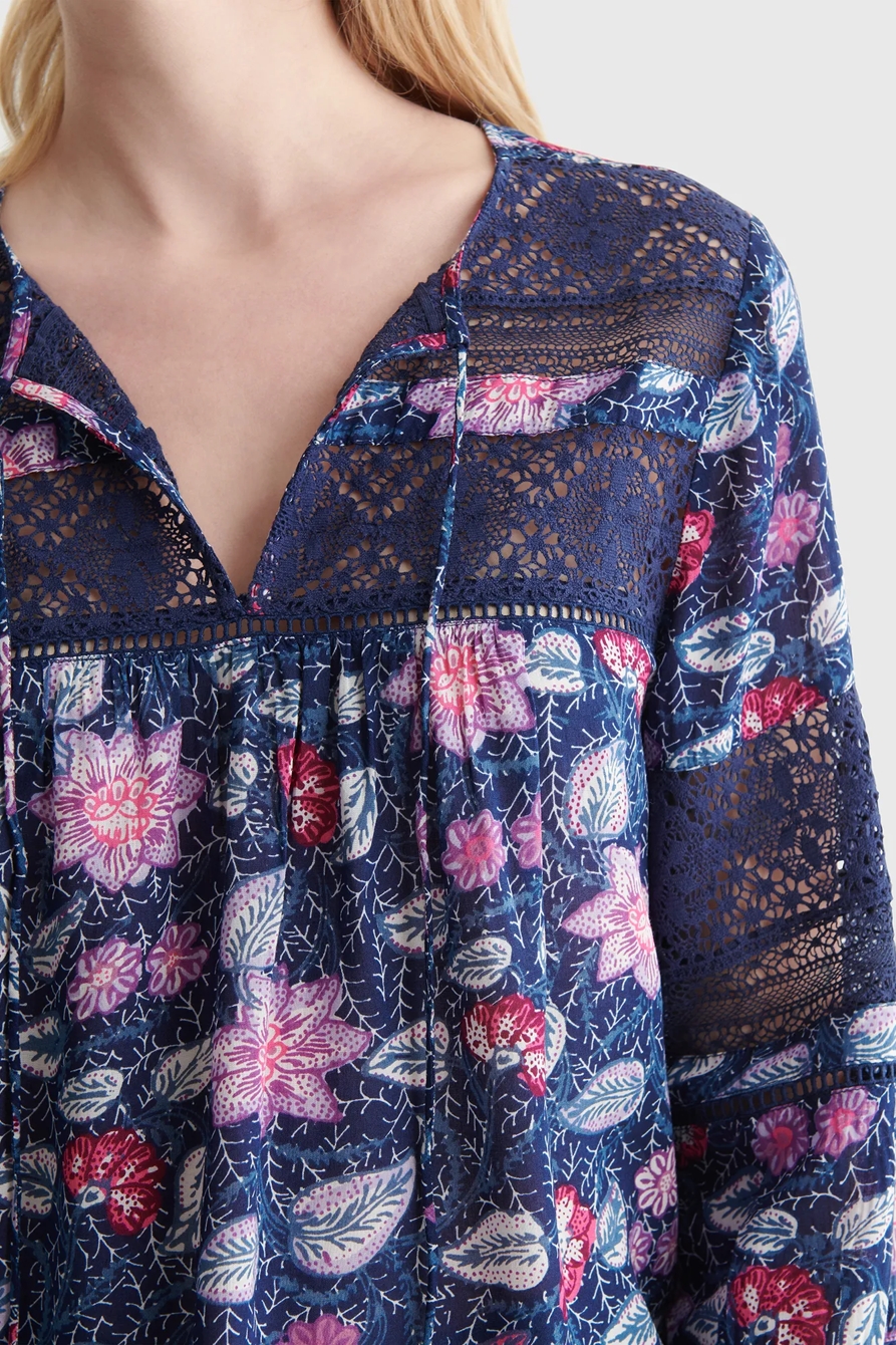 LACE-INSET BOHEMIAN BLOUSE, image 5
