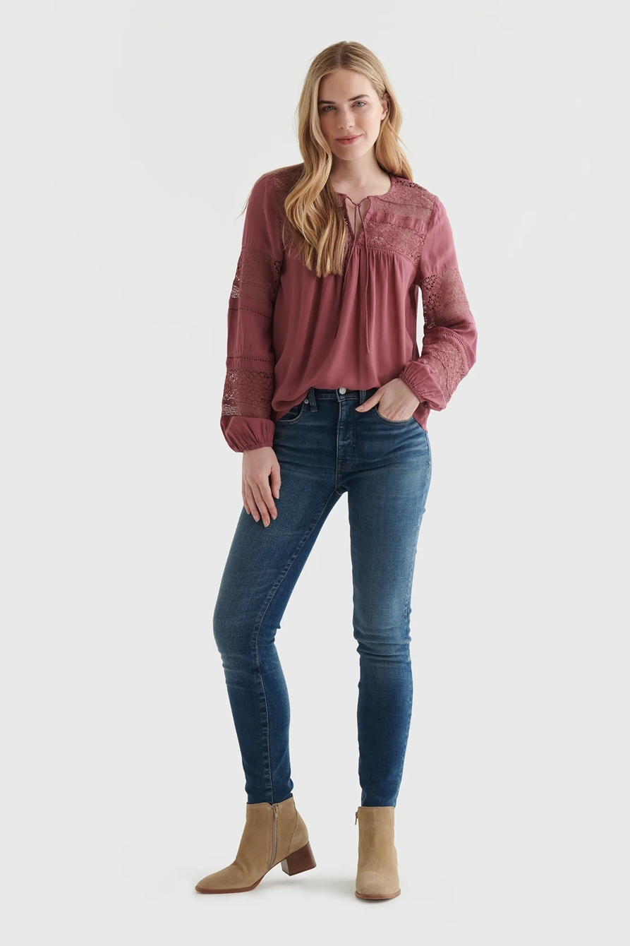 LACE-INSET BOHEMIAN BLOUSE, image 2