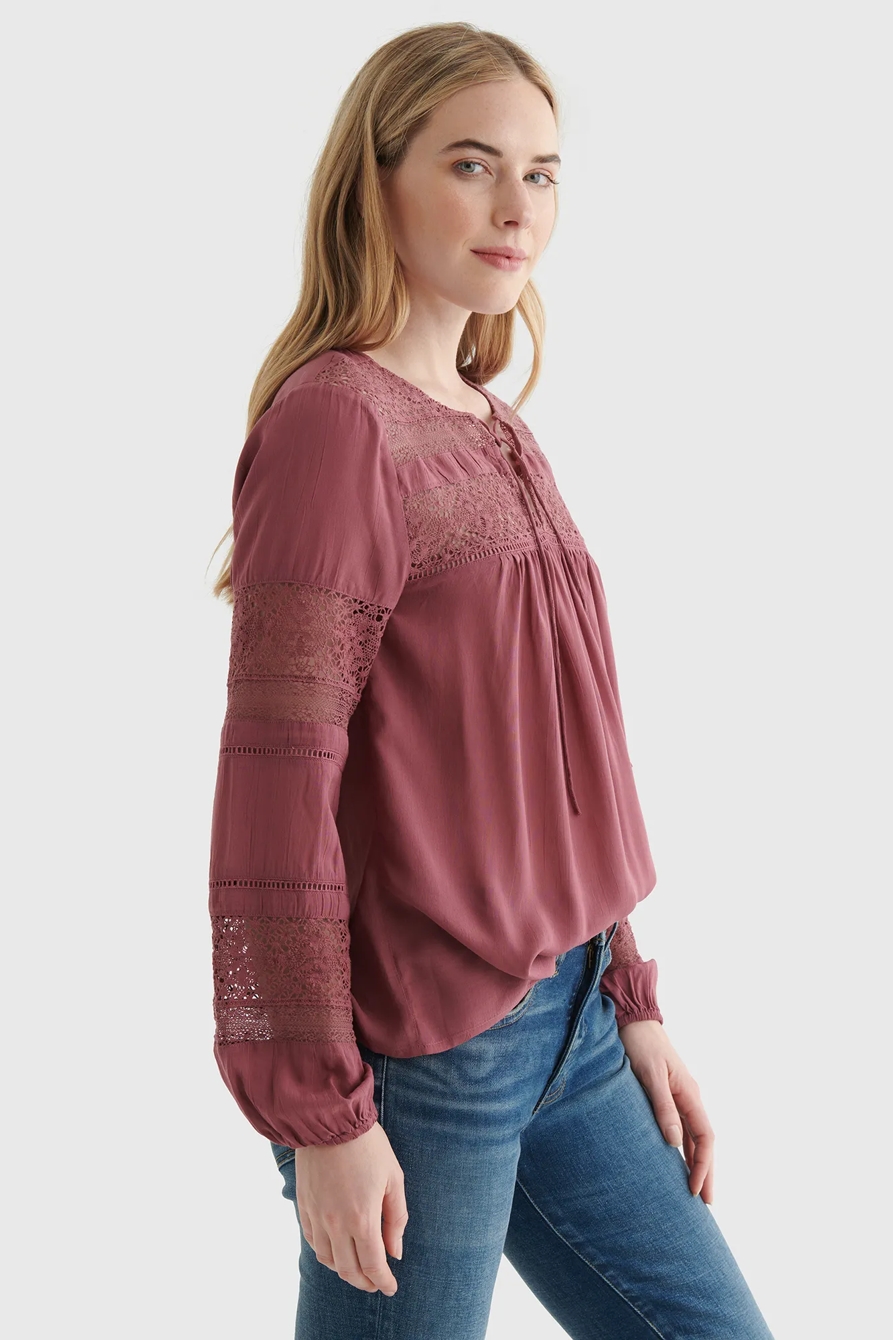 LACE-INSET BOHEMIAN BLOUSE, image 3