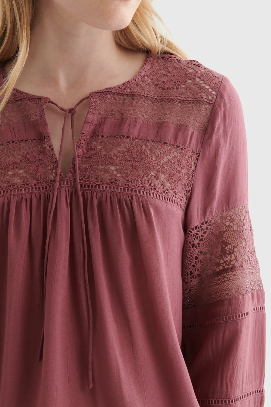 LACE-INSET BOHEMIAN BLOUSE, image 4