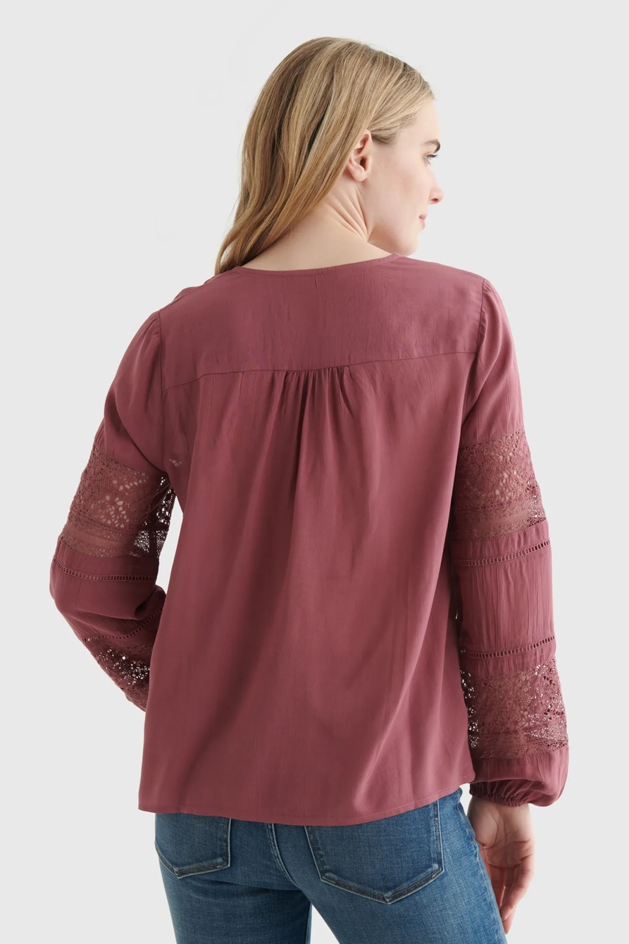 LACE-INSET BOHEMIAN BLOUSE, image 5