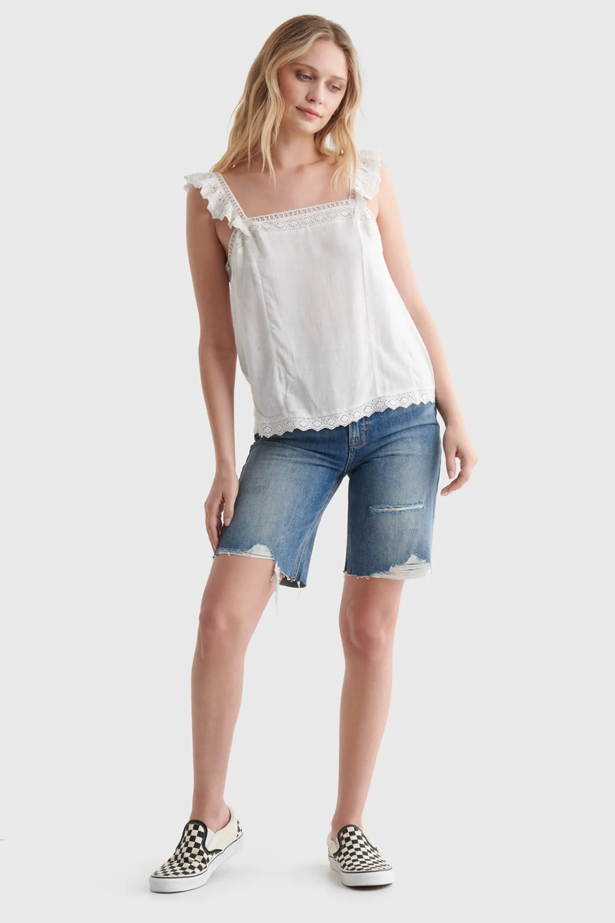 SQUARE NECK EYELET TANK, image 2