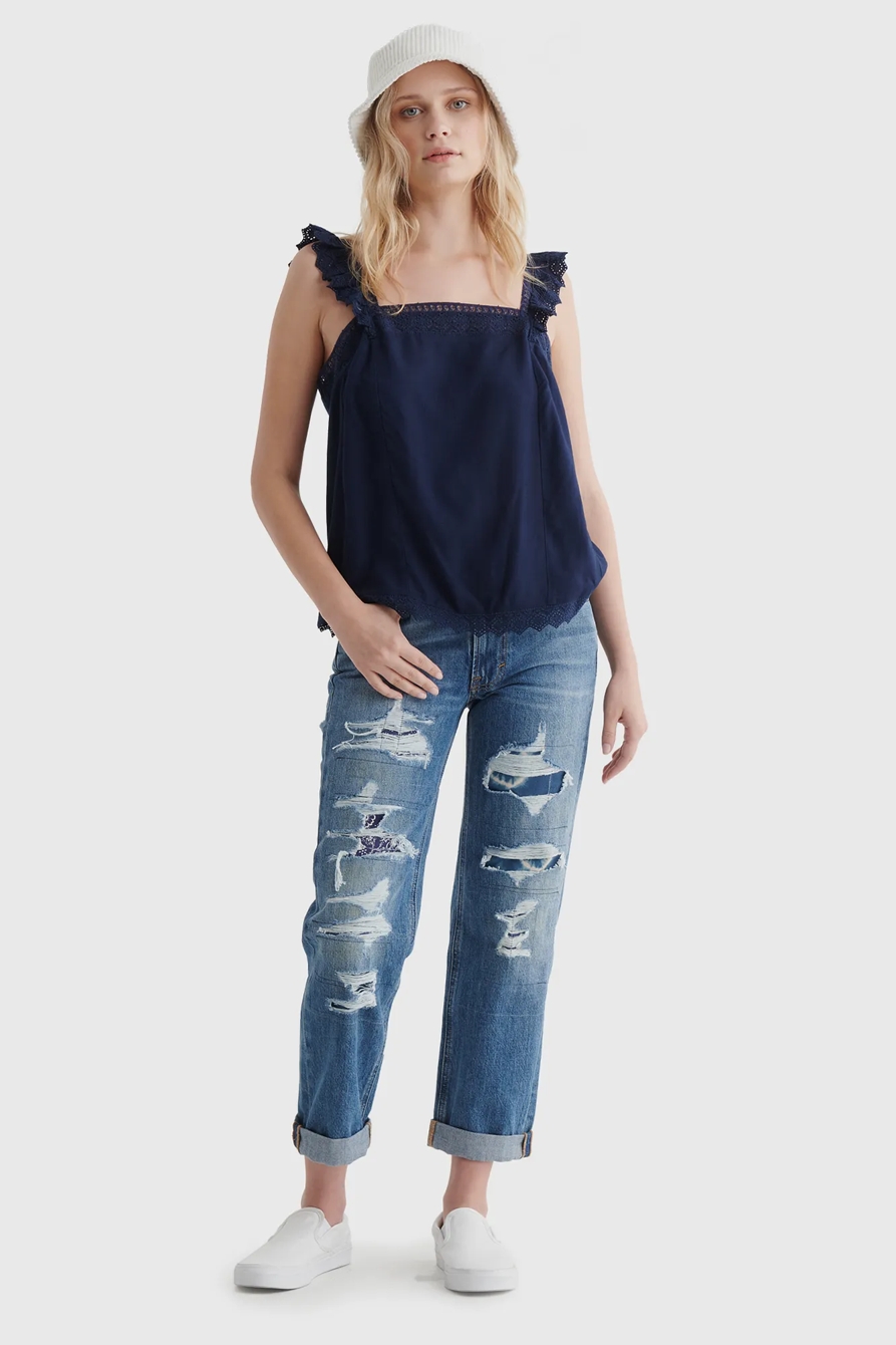 SQUARE NECK EYELET TANK, image 2