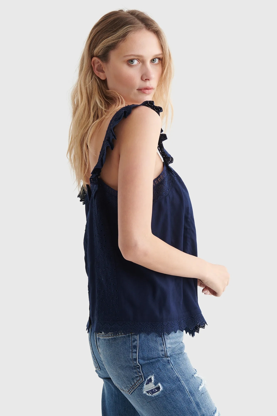 SQUARE NECK EYELET TANK, image 3