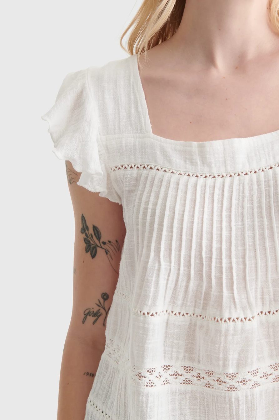 SHORT SLEEVE SQUARE NECK EYELET TOP, image 3