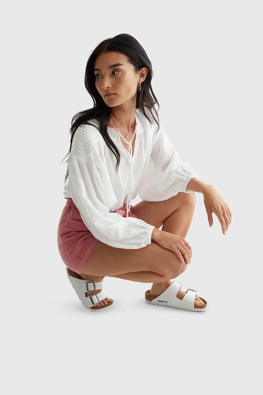 LONG SLEEVE PLEATED PEASANT BLOUSE, image 2