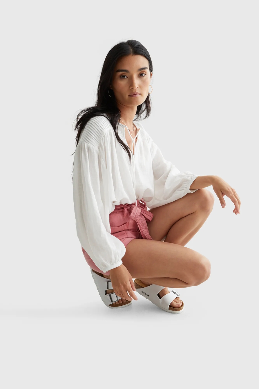 LONG SLEEVE PLEATED PEASANT BLOUSE, image 3