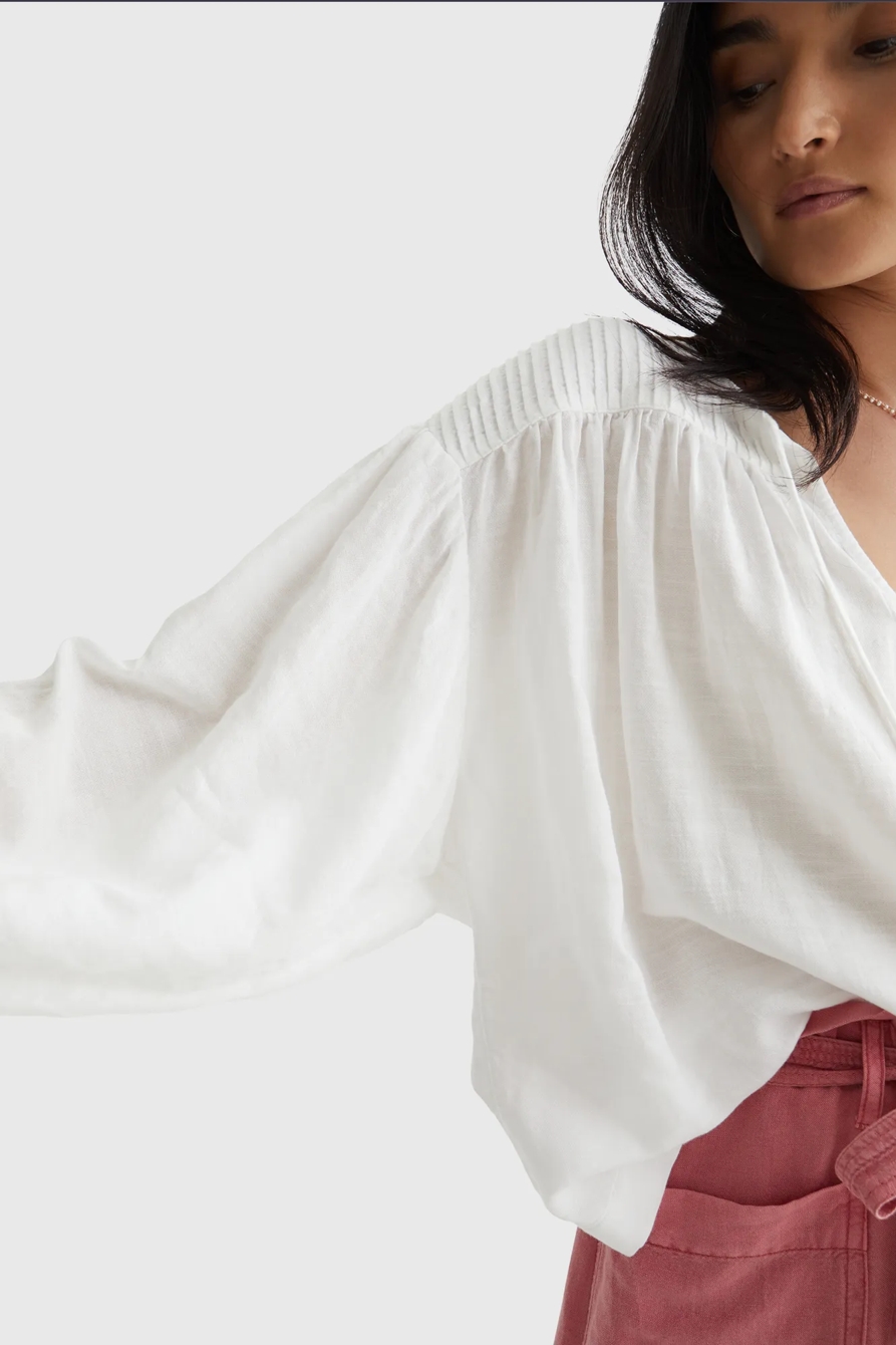 LONG SLEEVE PLEATED PEASANT BLOUSE, image 4