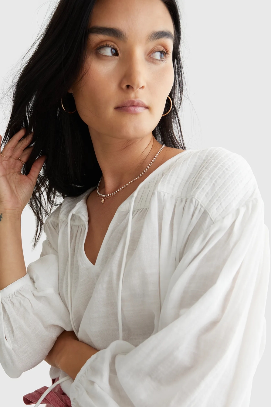 LONG SLEEVE PLEATED PEASANT BLOUSE, image 5