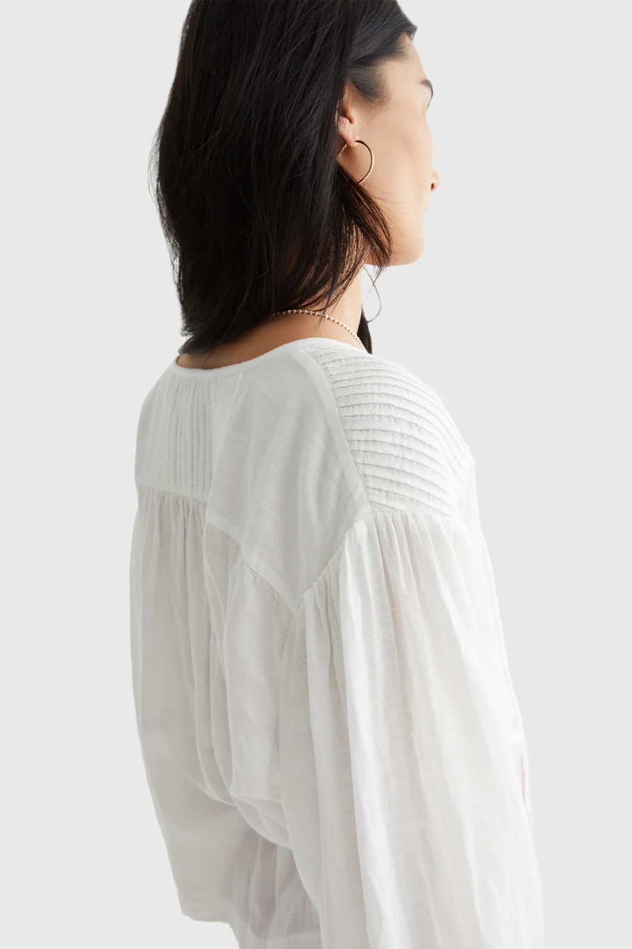 LONG SLEEVE PLEATED PEASANT BLOUSE, image 6