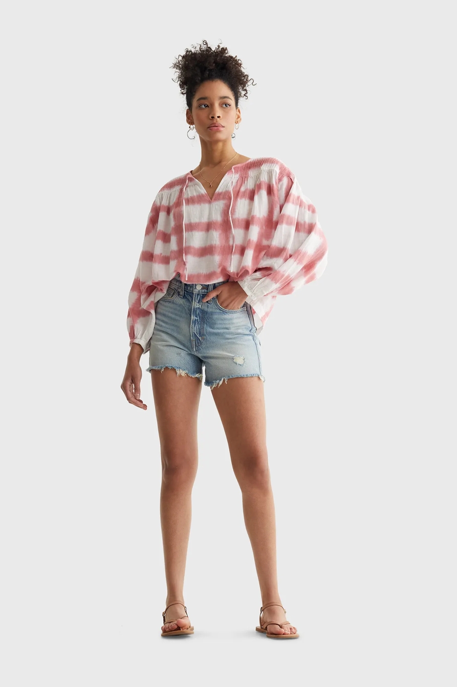 LONG SLEEVE PLEATED PEASANT BLOUSE, image 2