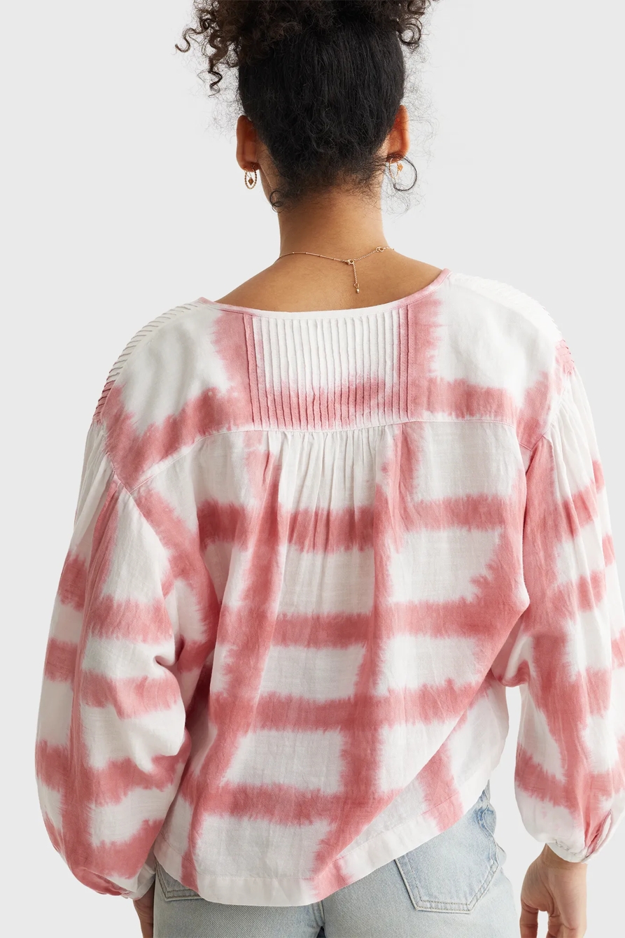 LONG SLEEVE PLEATED PEASANT BLOUSE, image 4