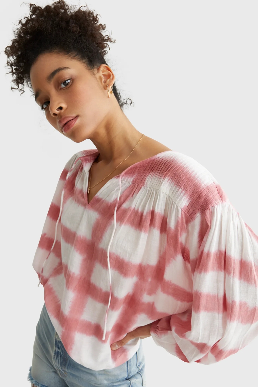 LONG SLEEVE PLEATED PEASANT BLOUSE, image 6