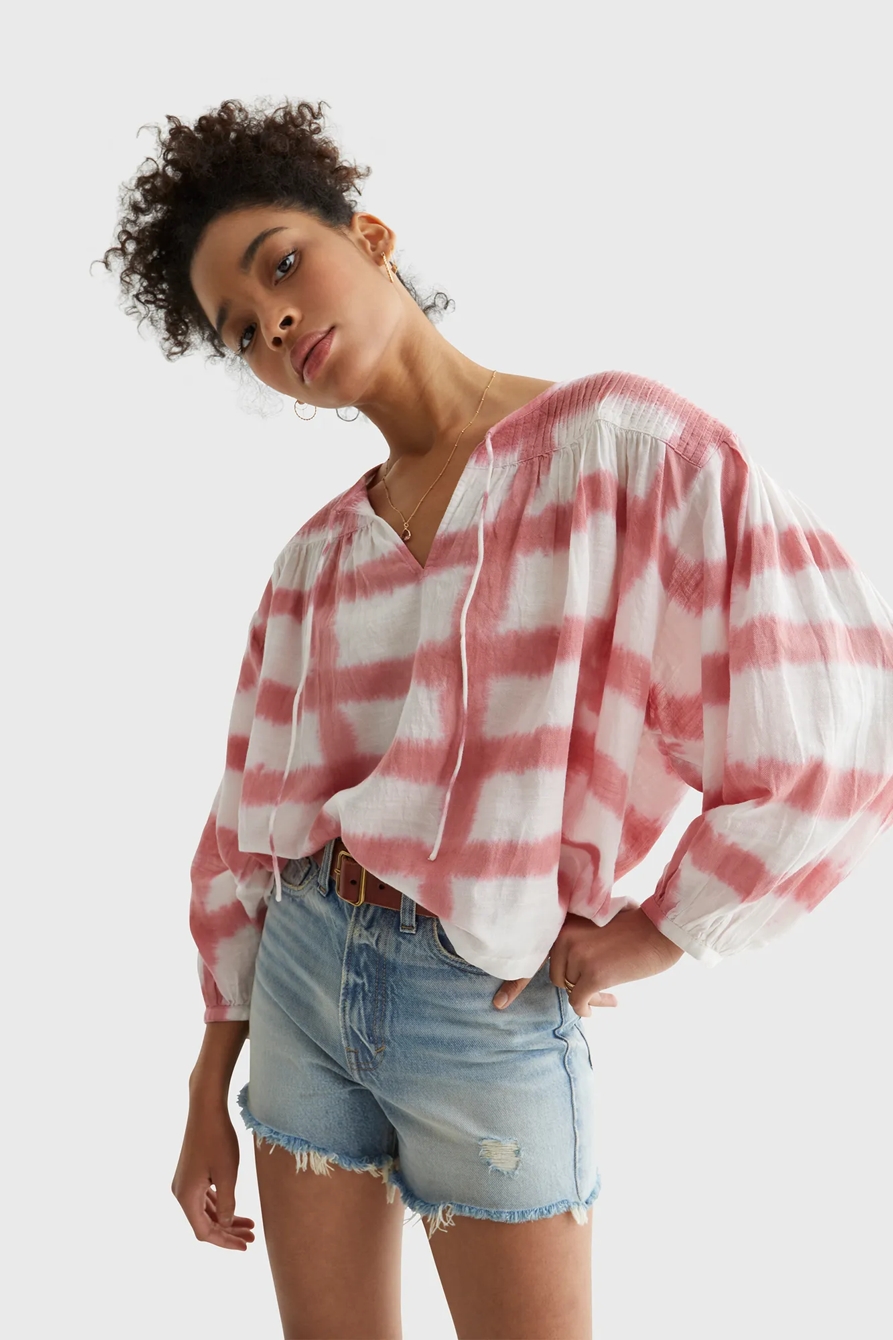 LONG SLEEVE PLEATED PEASANT BLOUSE, image 7
