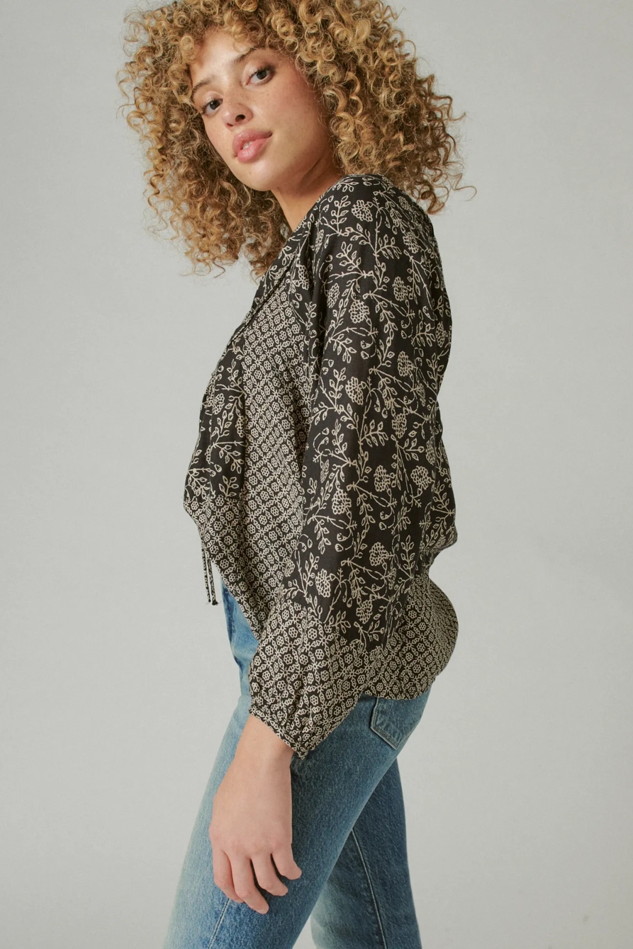 PRINTED LONG SLEEVE PEASANT TOP, image 3