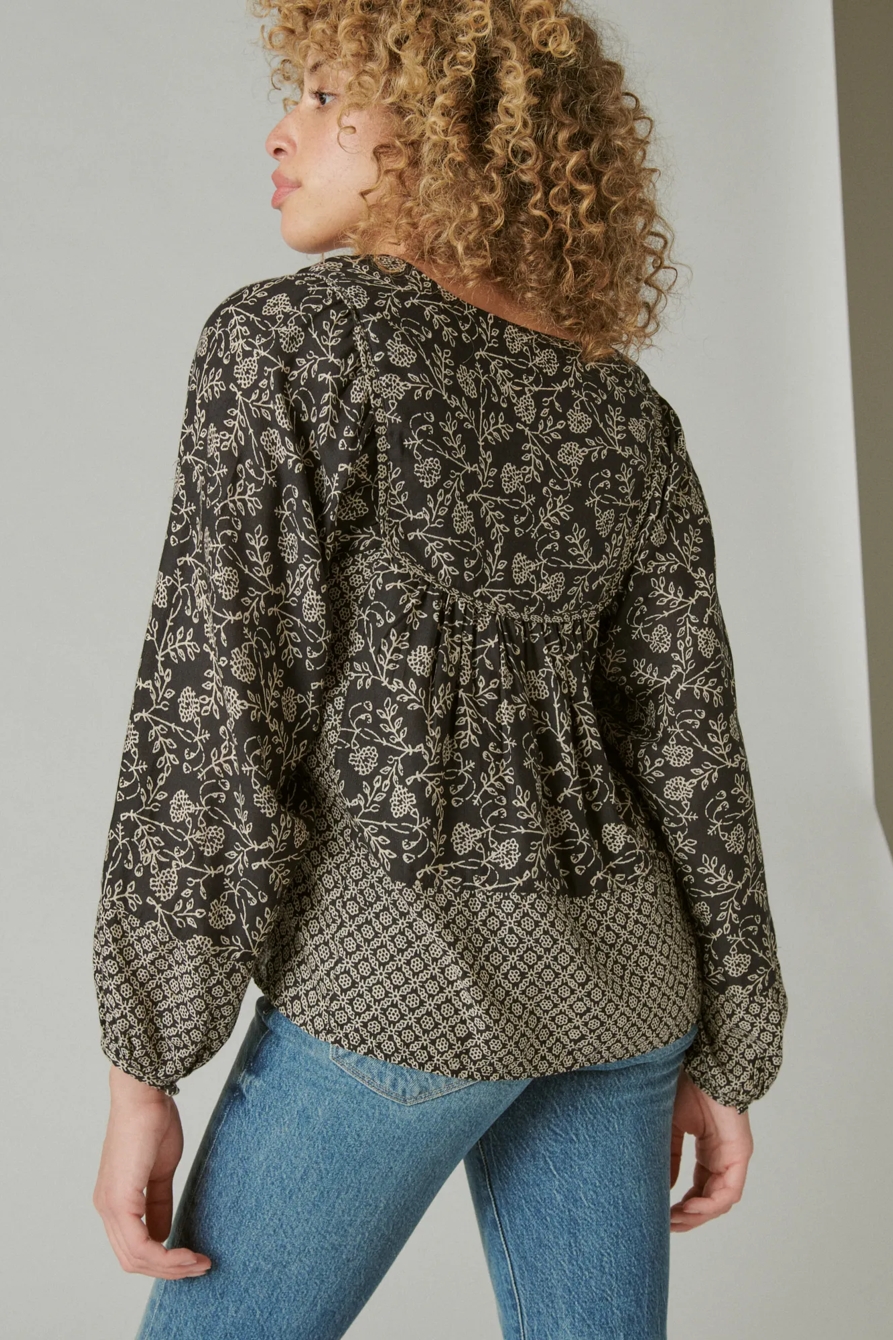 PRINTED LONG SLEEVE PEASANT TOP, image 4
