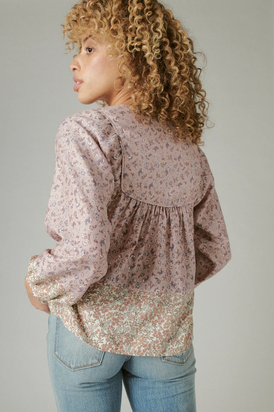 PRINTED LONG SLEEVE PEASANT TOP, image 4
