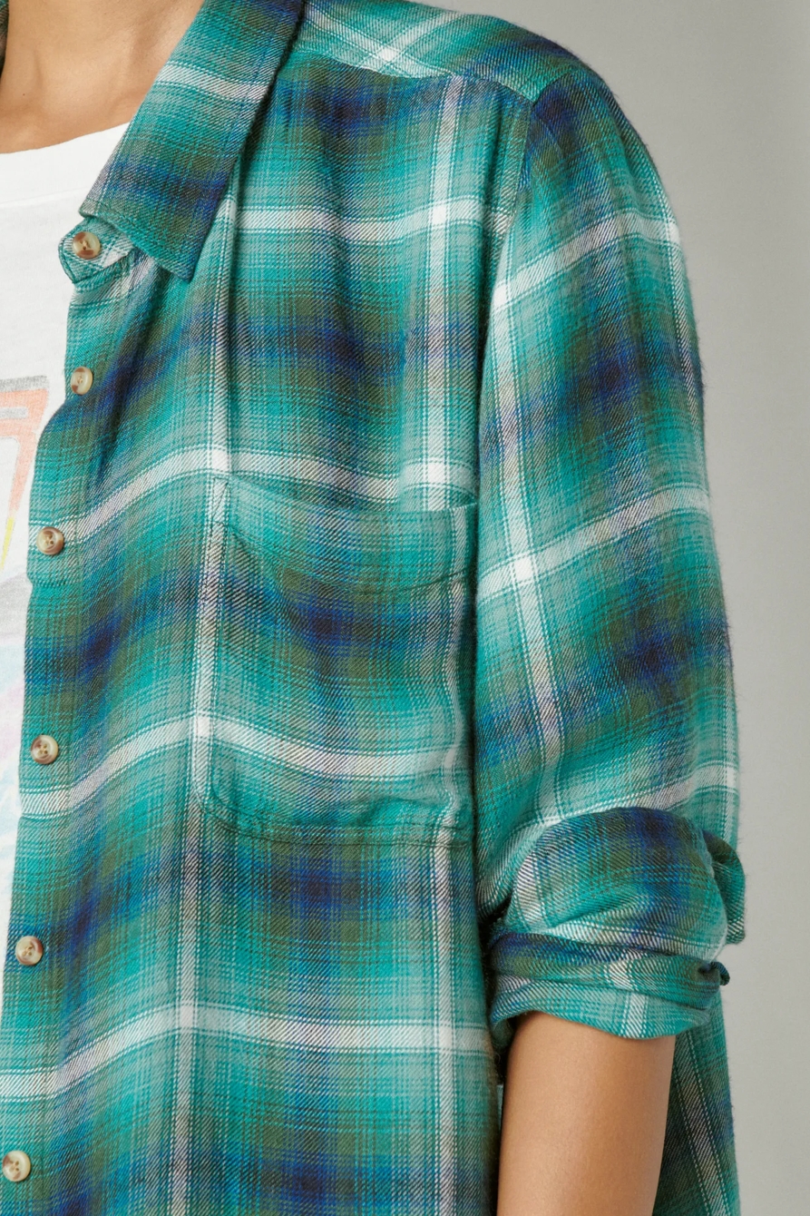 CLOUD PLAID BOYFRIEND BUTTON UP FLANNEL SHIRT, image 5